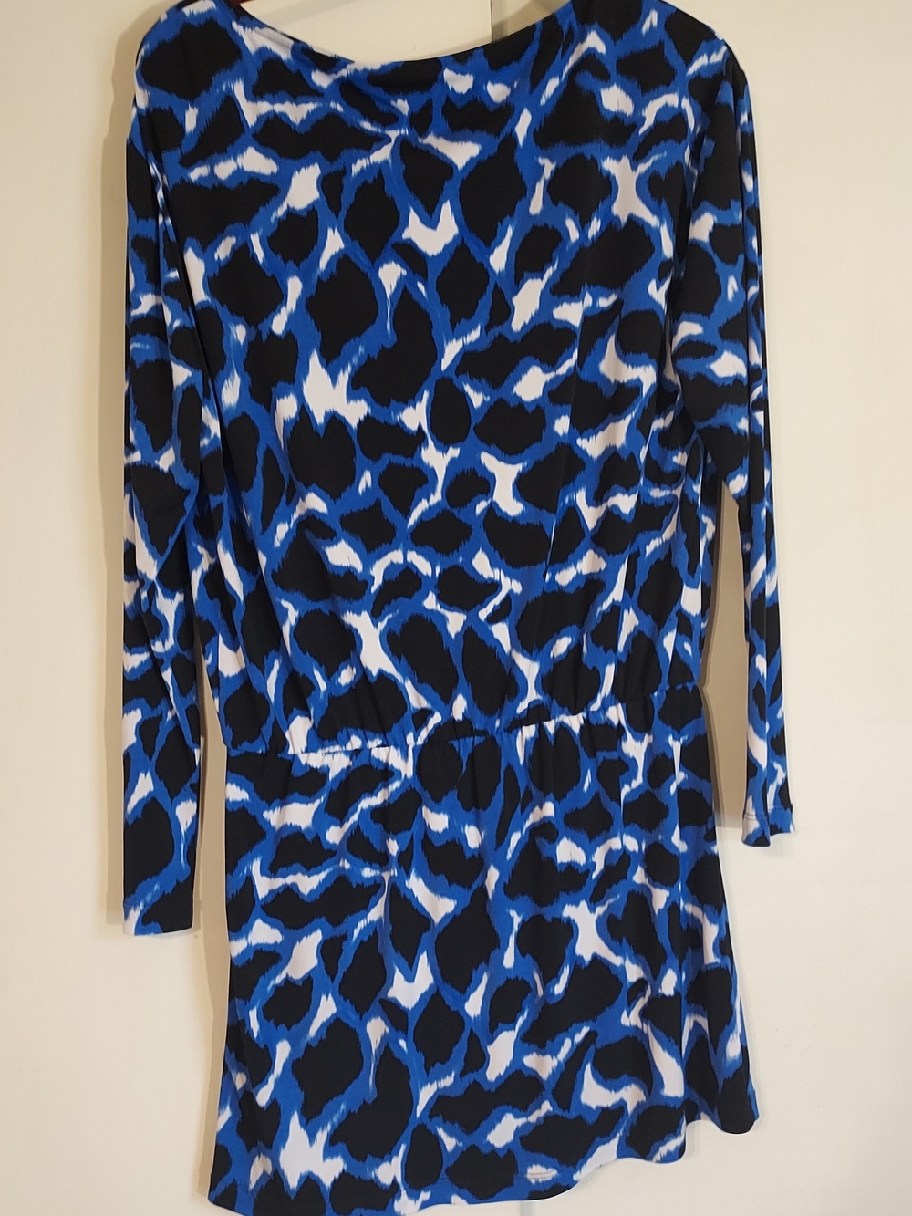 Doncaster Blue Black Abstract Pattern Knit Dress Shift Dress Medium